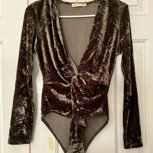 Makers of Dreams Moss Green Velvet Bodysuit